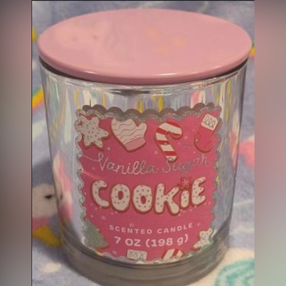 Vanilla Sugar Cookie Candle jar silver metallic pink